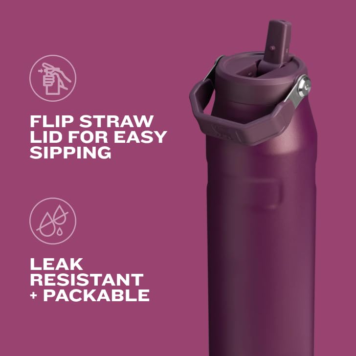 Stanley IceFlow Flip Straw 2.0 Water Bottle 24 OZ | Built-In Straw with Larger Opening | Lightweight & Leak-Resistant | Insulated Stainless Steel | BPA-Free | Frost