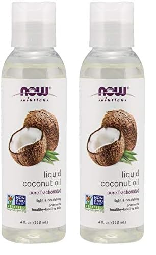NOW Solutions, Liquid Coconut Oil, Light and Nourishing, Promotes Healthy-Looking Skin and Hair, 4-Ounce (Pack of 2)
