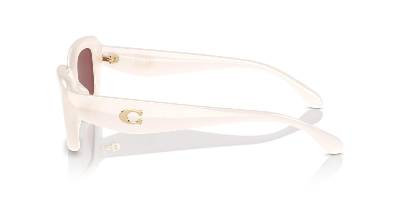 COACH Women's HC8390U Sculpted C Hardware Universal Fit Rectangular Sunglasses, Milky Cloud/Wine Solid, 51 mm