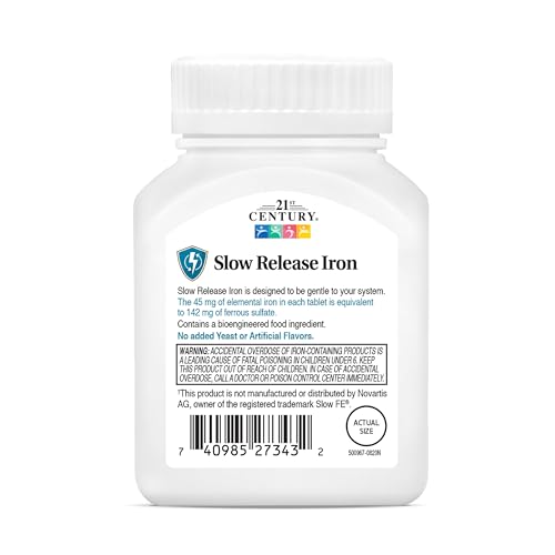 21st Century Slow Release Iron Tablets, 60 Count
