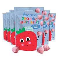 Thumbnail for Image 1 of Default Title for the product Amara Organic Fruit Bites Sweet Strawberry - No Added Sugar, Dairy-Free, Nut-Free Healthy Fruit Snacks, Made with Organic Whole Foods, Allergy-Friendly Healthy Fruit Snacks for Kids - 21g 6PK