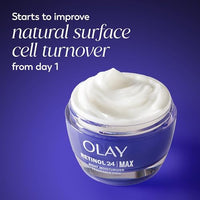 Thumbnail for Olay Retinol Face Moisturizer, 24 MAX Anti-Aging Night Cream for Women, Fragrance-Free, Non Greasy - Anti-Wrinkle, Smooth Fine Lines, Tightening, Hydrating Skin Care - Peptides, Glycerin, 1.7 Oz