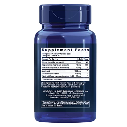 Life Extension Esophageal Guardian, alginic Acid, Potassium Bicarbonate, get Long-Lasting Relief from gastric Distress, Vegetarian, Non-GMO, Gluten-Free, 60 Vegetarian chewable Tablets