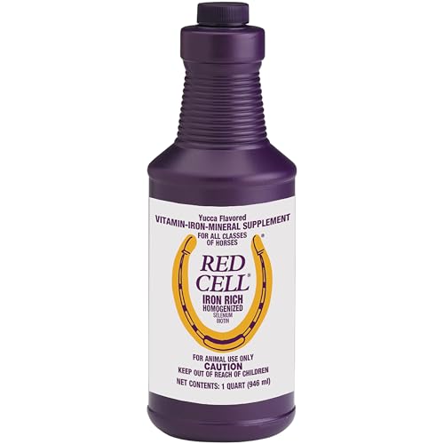 Horse Health Red Cell, Liquid Vitamin-Iron-Mineral Supplement for Horses, Helps Fill Important Nutritional Gaps in Horse's Diet, 1 Qt., 32 Oz., 16-Day Supply