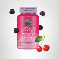 Thumbnail for Garden of Life Vitamin Code Women’s Multivitamin Gummy with Iron: Folate, Biotin, D3 & B12 for Hair, Skin & Nails + Probiotics for Immune Health & Digestion, Non-GMO, Gluten-Free, 90 Cherry Gummies