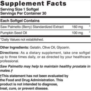 Saw Palmetto 160 mg 30 Sgels