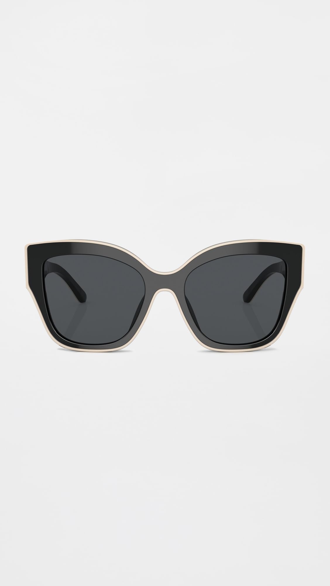 Tory Burch Women's Monogram Butterfly Sunglasses, Black With Ivory Piping, 54/19/140