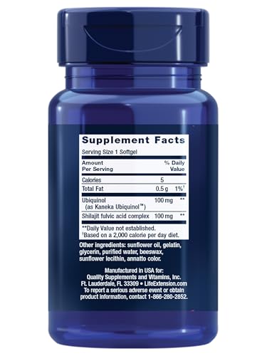 Life Extension Super Ubiquinol CoQ10 with Enhanced Mitochondrial Support, Potent Heart Health & Cellular Energy Production Support, Ultra-absorbable, Gluten-Free, Non-GMO, 100 mg, 60 softgels