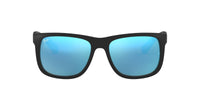 Thumbnail for Ray-Ban Unisex RB4165 Justin Rectangular Sunglasses, Rubber Black/Blue Flash, 55 mm