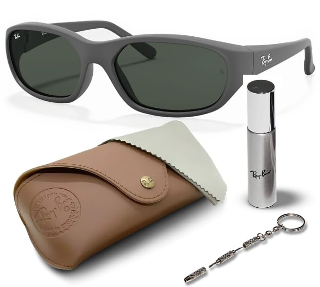 Ray-Ban RB2016 DADDY-O Rectangle Shaped Non-Polarized Sunglasses for Men & Women – Includes Official RAYBAN Eyewear Kit – Ideal Formal & Casual Wear Sunglasses – Green Lens