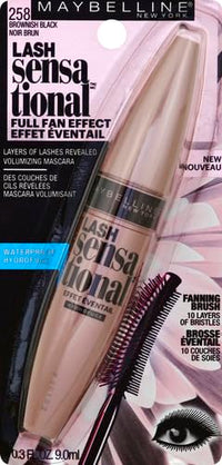 Thumbnail for Maybelline Lash Sensational Waterproof Mascara, Lengthening and Volumizing for a Full Fan Effect, Brownish Black, 1 Count