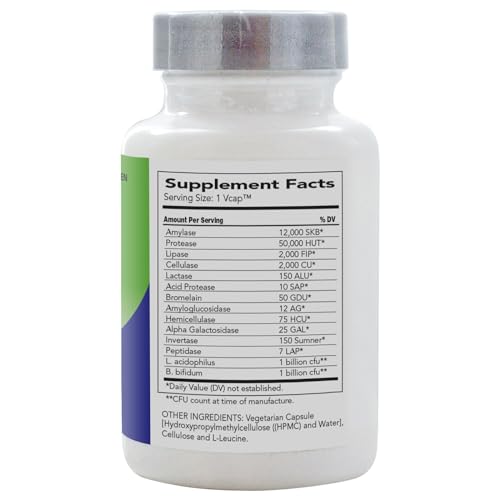 AbsorbAid Platinum Digestive Enzyme Support 60 vCaps, 12 Digestive Enzymes Plus 2 Probiotics for Maximum Relief