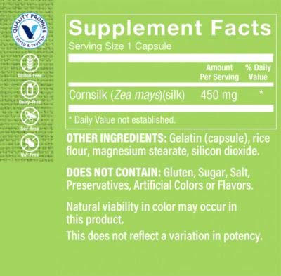 The Vitamin Shoppe Cornsilk 450MG, Herbal Supplement That Supports Urinary Tract Health (100 Capsules)