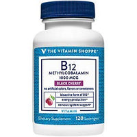 Thumbnail for The Vitamin Shoppe Vitamin B12 Methylcobalamin 1,000mcg - Highly Bioavailable Form of B12 to Support Energy Production - Black Cherry Flavored (120 Lozenges)