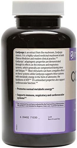 MRM Cordyceps Vegetarian Capsules, CS-4 Strain, 750 mg, 60- Count Bottle (Pack of 2)