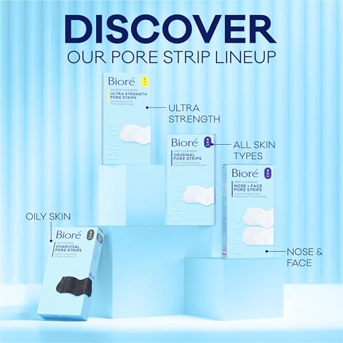 Bioré Nose+Face Blackhead Remover Strips, Deep Cleansing Strips for Nose, Chin, or Forehead, Instant Blackhead Removal and Pore Unclogging, Oil-free, Non-Comedogenic Use, Value Size 24 Count