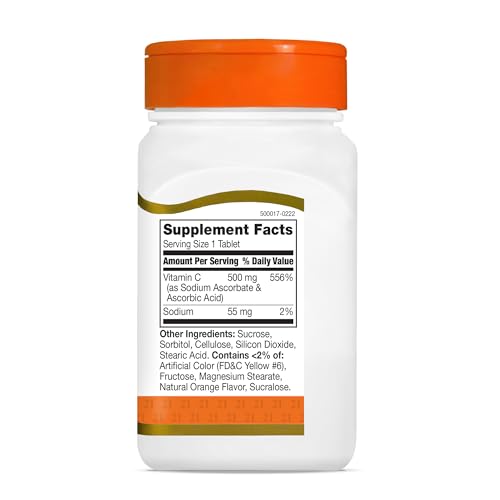 21st Century Vitamin C 500 mg Chewable Tablets, Orange, 110 Count