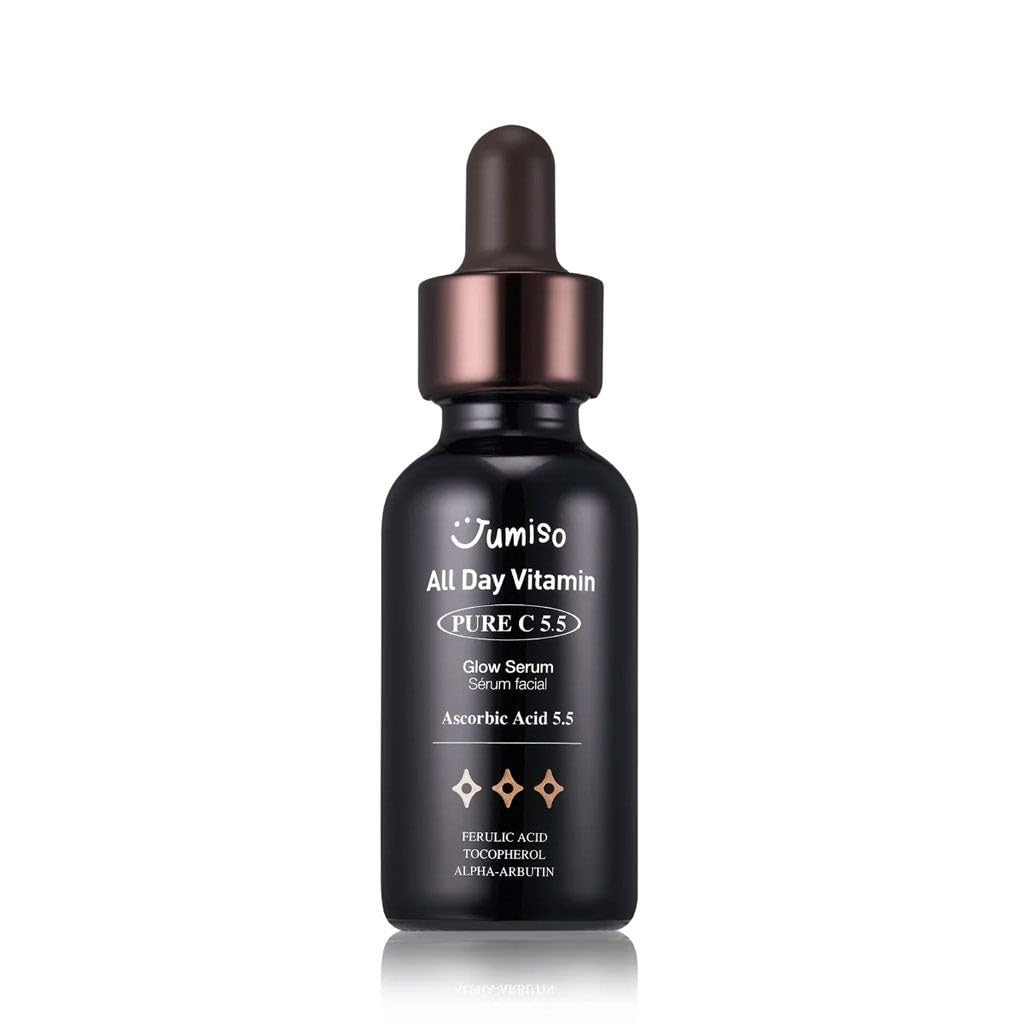 Jumiso All Day Vitamin Pure C 5.5 Glow Serum | L-ascorbic acid, Ferulic Acid, Tocopherol, Alpha Arbutin, Vitamin C serum for Dark Spots, dullness, Fine lines | fragrance-free, parabens-free | 1.01 fl oz, 30 ml