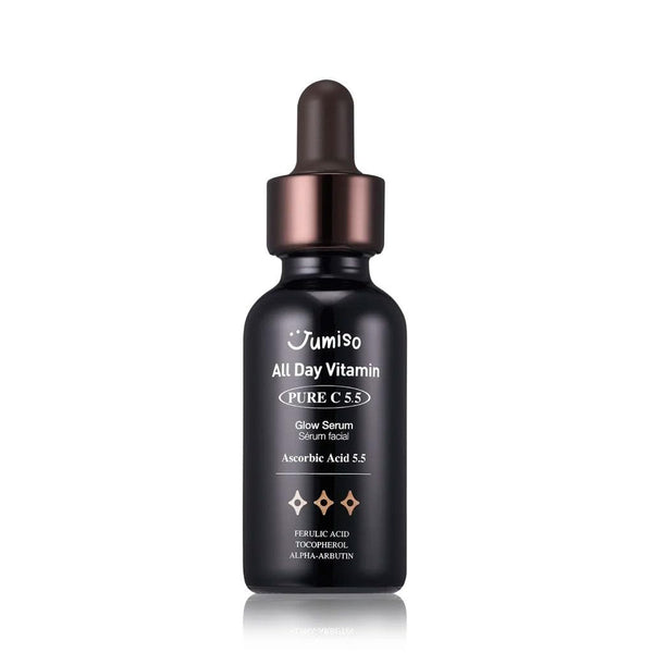 Jumiso All Day Vitamin Pure C 5.5 Glow Serum | L-ascorbic acid, Ferulic Acid, Tocopherol, Alpha Arbutin, Vitamin C serum for Dark Spots, dullness, Fine lines | fragrance-free, parabens-free | 1.01 fl oz, 30 ml