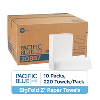 Thumbnail for Pacific Blue Ultra Big Z-Fold Paper Towels by GP PRO (Georgia-Pacific), White, 20887, 220 Paper Towels Per Pack, 10 Packs Per Case (2200 Total), 10.20'' x 10.80
