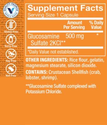 The Vitamin Shoppe Glucosamine Sulfate 500MG, Supports Joint Health, Natural Amino Sugar (120 Capsules)
