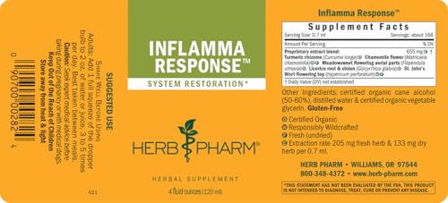 Herb Pharm Inflamma Response Liquid Herbal Formula with Turmeric Liquid Extract - 4 Ounce