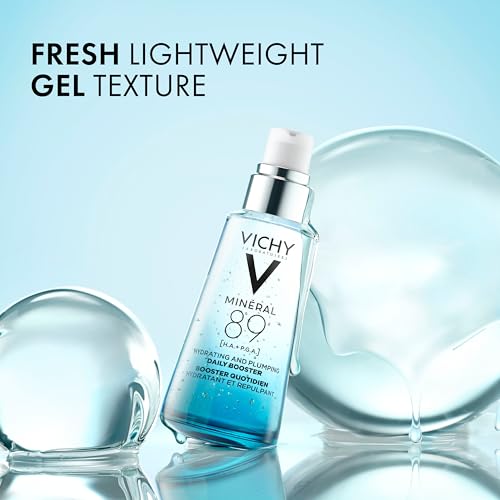 Vichy Mineral 89 Booster, Pure Hyaluronic Acid Serum for Face with Polyglutamic Acid for Skin Barrier Repair, Plumps & Hydrates, Lightweight Hydrating Serum, Oil-Free, Non-Sticky, 2.53 Fl Oz