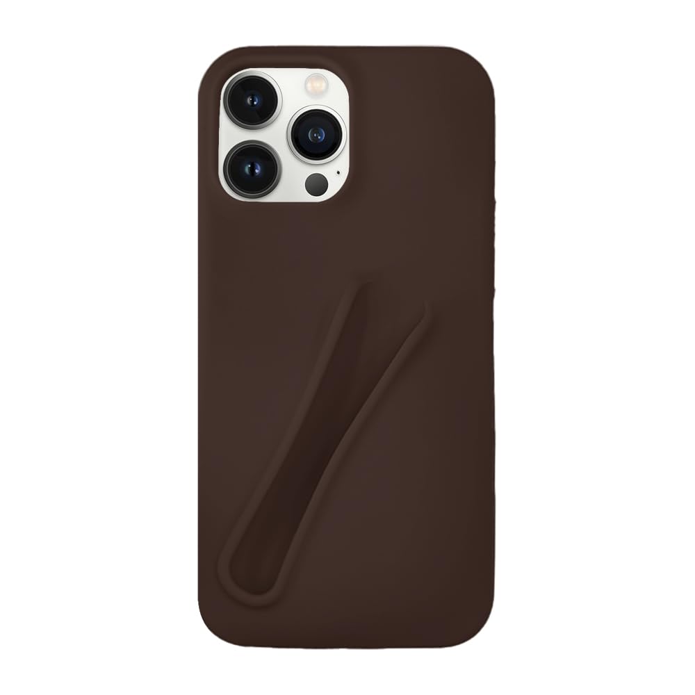 Generic Lip Gloss Phone 14 Pro Case - Premium Silky Silicone Lip and Phone Case with Puffy Back and Tactile Buttons for Easy Grip - Protective and Stylish Case Phone 14 Pro (Brown)