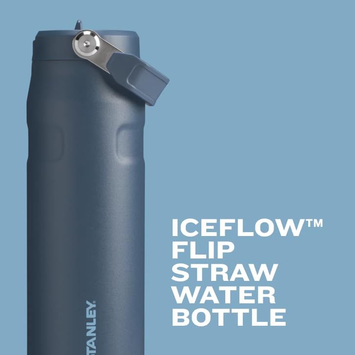 Stanley IceFlow Flip Straw 2.0 Water Bottle 24 OZ | Built-In Straw with Larger Opening | Lightweight & Leak-Resistant | Insulated Stainless Steel | BPA-Free | Black 2.0