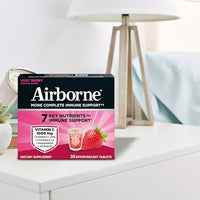 Thumbnail for Airborne 1000mg Vitamin C with Vitamin D & Zinc, Sugar Free Multivitamin Immune Support Supplement, Antioxidants Vitamins A C & Vitamin E, 30 Effervescent Tablets, Very Berry Flavor