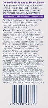Thumbnail for CeraVe Anti Aging Retinol Serum For Face, Encapsulated Retinol With Hyaluronic Acid, Niacinamide & Ceramides, Smooths Wrinkles & Fine Lines, Gentle Skin Brightening Serum, Fragrance Free, 1 Oz