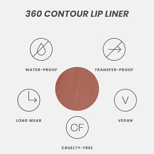 Wonderskin 360 Contour Lipliner Pencil, 3 Pack - Long Lasting, Sharpenable Lipliner, Waterproof & Transfer-Proof Brown Lip Pencil (Saddle)