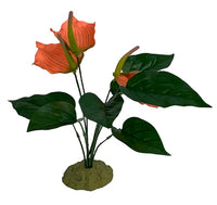 Thumbnail for Komodo Reptile Terrarium Anthurium Bush Plant with Gravel Base | Artificial Rainforest Ground Aquarium & Habitat Decoration Accessory with Weighted Base, 15 Inches