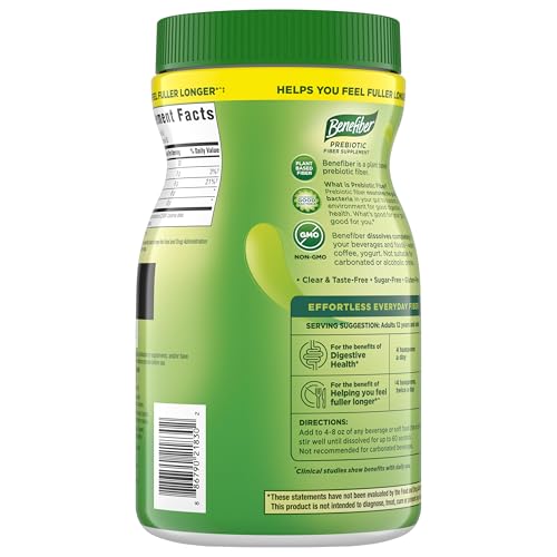 Benefiber Daily Prebiotic Fiber Supplement Powder for Digestive Health, Unflavored - 250 Teaspoons (17.6 Ounces)