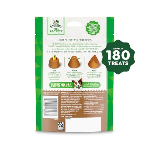 Greenies Pill Pockets for Dogs Large Size, Dog Treat Pouch for Capsule Medication, Peanut Butter Flavor, (6) 7.9 oz. Pouches