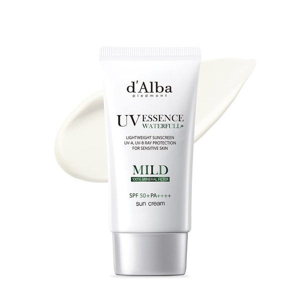 d'alba Piedmont Italian White Truffle Waterfull Mild Sunscreen, Vegan, Mineral Sunscreen, SPF 50+ PA++++, Non-Nano Sunscreen Suitable for all Sensitive Skin, Gentle & Light Finish, Korean Skincare