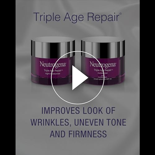 Neutrogena Triple Age Repair Face Moisturizer - with Hexinol Technology & Vitamin C, Anti-Wrinkle Face Cream with SPF 25, Visibly Reduces Wrinkles & Firms Skin, 1.7 oz
