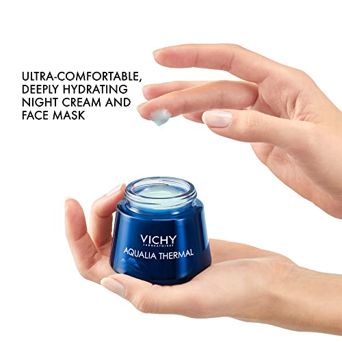 Vichy Aqualia Thermal Spa Face Night Cream and Overnight Mask with Hyaluronic Acid, Moisturizer for Face and Neck, Moisturizing Night Time Anti Wrinkle Cream, Light Scent, Paraben Free