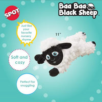 Thumbnail for SPOT Baa Baa Black Sheep Plush Dog Toy - Cute and Cuddly Fleece Toy with Squeaker for Small to Medium Dogs and Puppies, 11in Black and White Lamb