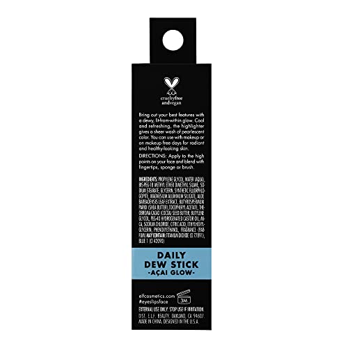 e.l.f. Daily Dew Stick, Cooling Highlighter Stick For Dewy Skin, Gives Your Complexion A Radiant Glow, Vegan & Cruelty-Free, Acai Glow