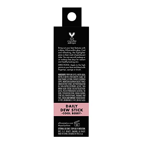 e.l.f. Daily Dew Stick, Cooling Highlighter Stick For Dewy Skin, Gives Your Complexion A Radiant Glow, Vegan & Cruelty-Free, Cool Berry