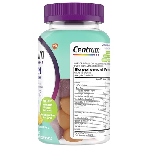 Centrum Women’s Multivitamin Gummies, Immune, Energy, Healthy Appearance Support, 100 Count, 50 Day Supply