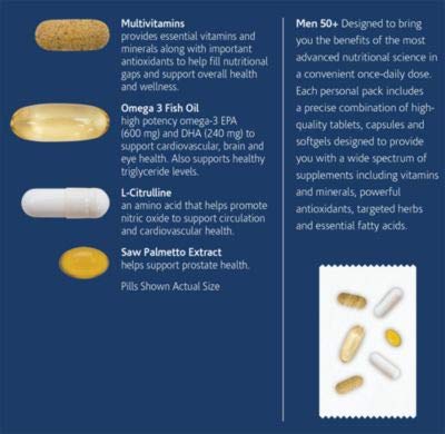 Men's 50+ Personal Multivitamin Packs, Supports Men's Health, Energy Production and Immune, (30 Single Serving Packets) by the Vitamin Shoppe