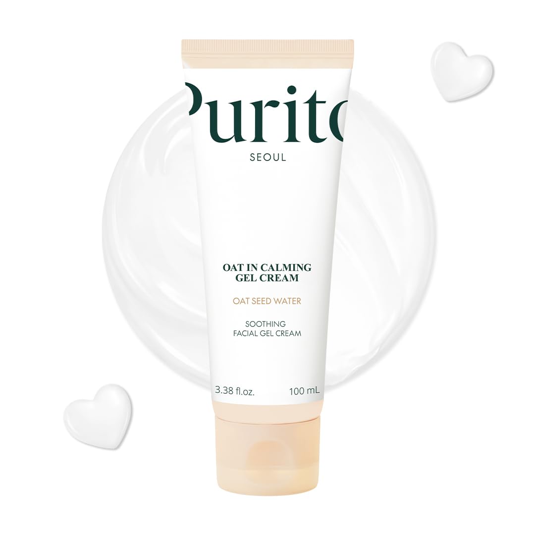 PURITO Oat In Calming Gel Cream, Non-Comedogenic, 77% Oat Seed Water Lightweight Water-Gel Face Moisturizer, Fragrance-Free, Vegan Korean Skincare, Sensitive & Blemish-Prone Skin, 100 mL