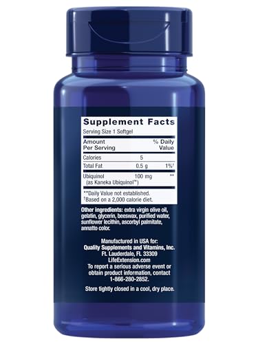 Life Extension Super Ubiquinol CoQ10, Heart Health Supplement, Cell Energy, oxidative Stress Defense, Maximum Absorption, 100 mg, Non-GMO, Gluten-Free, 60 softgels