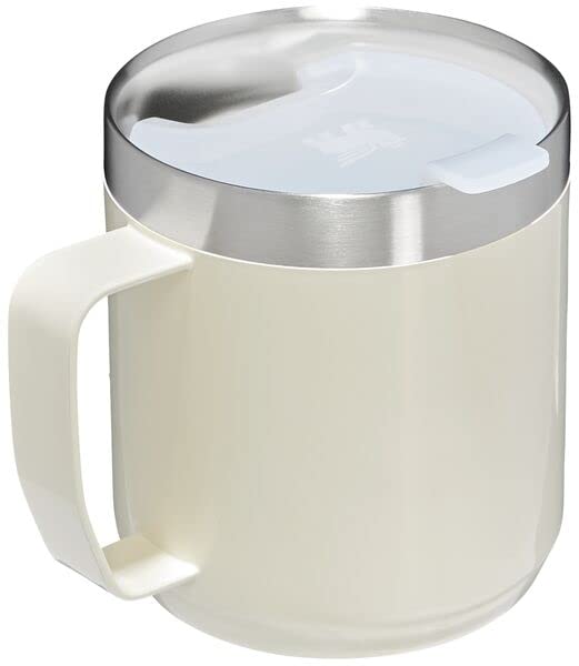 Stanley Stay-Hot Camp Mug 12 oz | Press Fit Drink Through Lid | Cup for Coffee, Tea and Drinks | Insulated Stainless Steel Coffee Mug | BPA-Free | Cream Gloss
