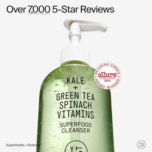 Youth To The People Superfood Facial Cleanser Full Size - Kale + Green Tea Daily Face Wash, Gentle Makeup Remover, with Soothing Antioxidants for Glowing Skin, pH Balance, Clean Pores – 8 fl oz