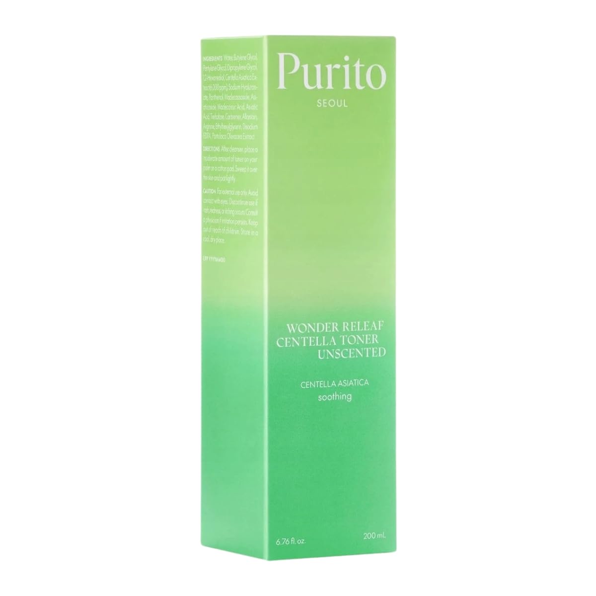 PURITO Centella Unscented Toner, 200ml 6.76 fl.oz, Korean Centella, for Sensitive Skin, Soothing, Facial Toner for face, K-Beauty, Korean Skin Care