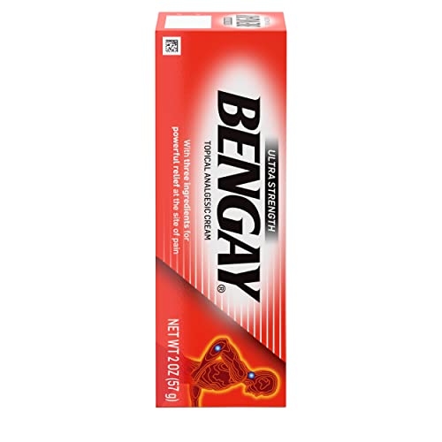 Bengay Ultra Strength Topical Pain Relief Cream, Non-Greasy Analgesic for Minor Arthritis, Muscle, Joint, and Back Pain, Camphor, Menthol & Methyl Salicylate, 2 oz Packaging May Vary (Pack of 2)