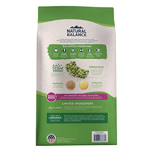 Natural Balance Limited Ingredient Small Breed Adult Dry Dog Food with Vegan Plant Based Protein and Healthy Grains, Vegetarian Recipe, 12 Pound (Pack of 1)